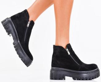Дамски боти естествен набук черни EOBUVKIBG