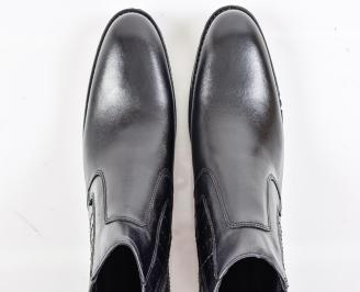 Мъжки боти естествена кожа черни EOBUVKIBG