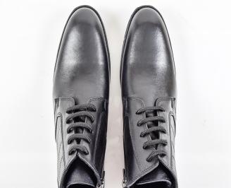 Мъжки боти естествена кожа черни EOBUVKIBG