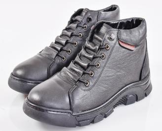 Мъжки боти естествена кожа черни EOBUVKIBG