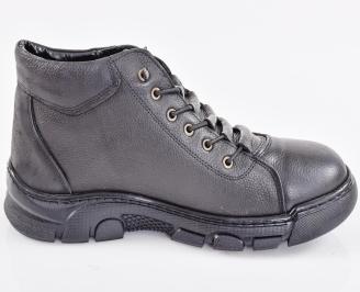 Мъжки боти естествена кожа черни EOBUVKIBG