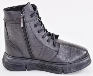 Мъжки боти естествена кожа черни EOBUVKIBG