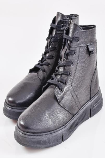 Мъжки боти естествена кожа черни EOBUVKIBG