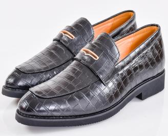 Мъжки боти естествена кожа черни EOBUVKIBG