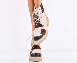 Дамски боти естествена кожа бежови EOBUVKIBG