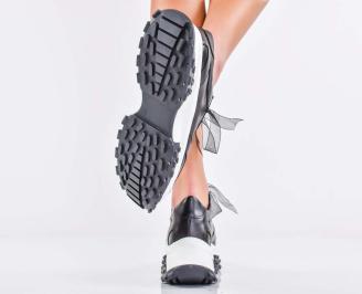 Дамски сникърси естествена кожа черни EOBUVKIBG