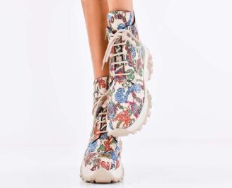 Дамски боти естествена кожа бежови EOBUVKIBG