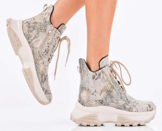 Дамски боти естествена кожа бежови EOBUVKIBG