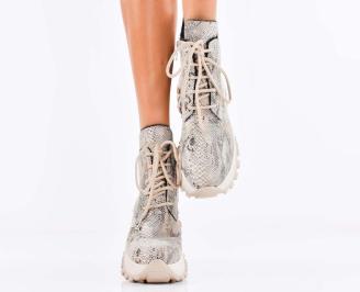 Дамски боти естествена кожа бежови EOBUVKIBG