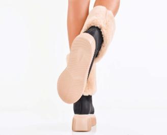 Дамски ботуши естествен велур черни EOBUVKIBG