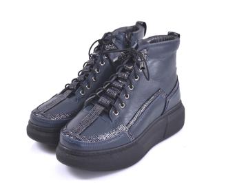 Дамски бота естествена кожа сини EOBUVKIBG