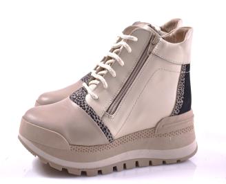 Дамски боти естествена кожа бежови EOBUVKIBG