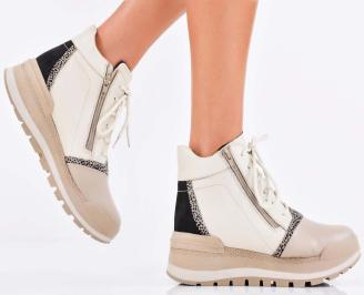 Дамски боти естествена кожа бежови EOBUVKIBG