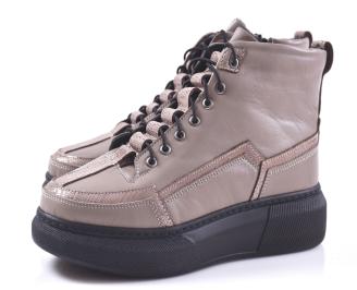 Дамски боти естествена кожа бежови EOBUVKIBG