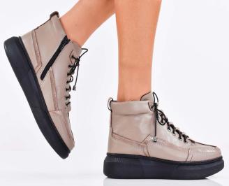 Дамски боти естествена кожа бежови EOBUVKIBG