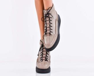 Дамски боти естествена кожа бежови EOBUVKIBG