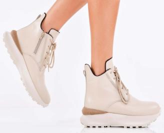 Дамски боти естествена кожа бежови EOBUVKIBG