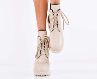 Дамски боти естествена кожа бежови EOBUVKIBG