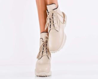 Дамски боти естествена кожа бежови EOBUVKIBG