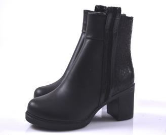 Дамски елегантни боти естествена кожа черни EOBUVKIBG