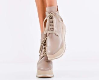 Дамски боти естествена кожа бежови EOBUVKIBG