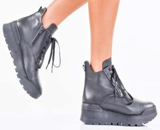 Дамски боти естествена кожа черни EOBUVKIBG