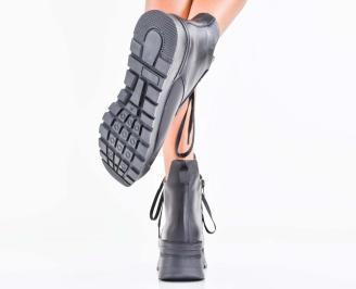 Дамски боти естествена кожа черни EOBUVKIBG