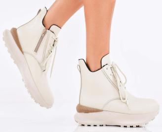 Дамски боти естествена кожа бежови EOBUVKIBG