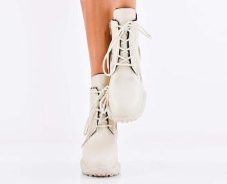 Дамски боти естествена кожа бежови EOBUVKIBG