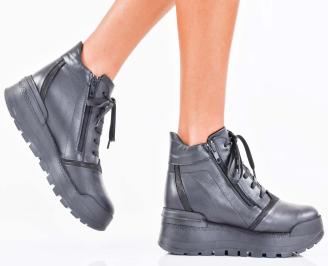 Дамски боти естествена кожа черни EOBUVKIBG