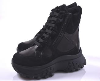 Дамски боти естествена кожа черни EOBUVKIBG