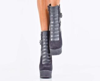 Дамски боти на платформа черни EOBUVKIBG