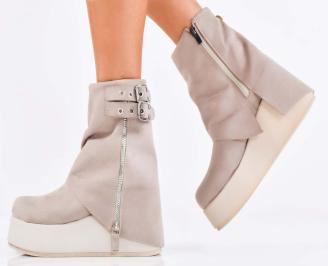 Дамски боти на платформа бежови EOBUVKIBG