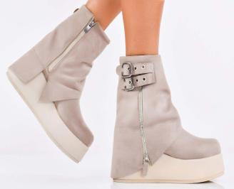 Дамски боти на платформа бежови EOBUVKIBG