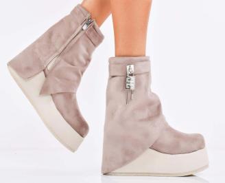 Дамски боти на платформа бежови EOBUVKIBG