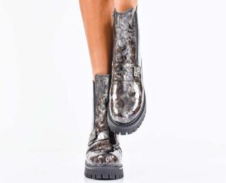 Дамски боти естествен лак черни EOBUVKIBG