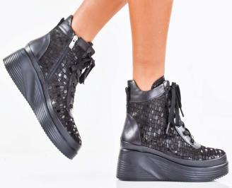 Дамски боти естествена кожа черни EOBUVKIBG