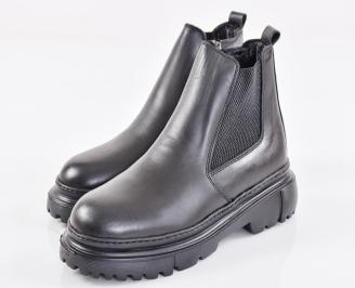 Мъжки боти естествена кожа черни EOBUVKIBG