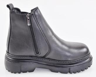 Мъжки боти естествена кожа черни EOBUVKIBG