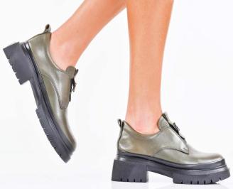 Дамски лоуфъри естествена кожа зелени EOBUVKIBG