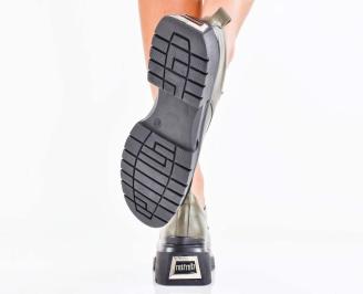 Дамски лоуфъри естествена кожа зелени EOBUVKIBG