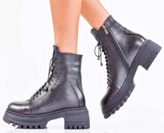 Дамски боти естествена кожа черни EOBUVKIBG