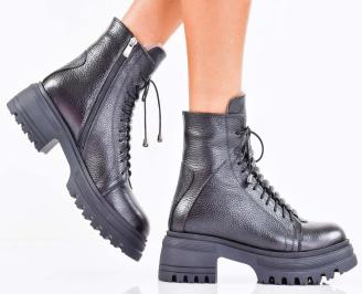 Дамски боти естествена кожа черни EOBUVKIBG