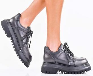 Дамски лоуфъри естествена кожа черни EOBUVKIBG