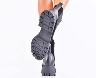 Дамски боти естествен велур черни EOBUVKIBG