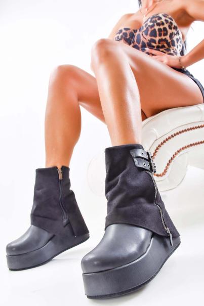 Дамски боти на платформа черни EOBUVKIBG