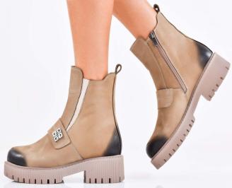 Дамски боти естествена кожа бежови EOBUVKIBG