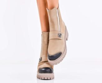 Дамски боти естествена кожа бежови EOBUVKIBG