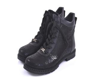 Дамски боти естествена  кожа черни EOBUVKIBG