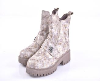 Дамски боти естествена  кожа бежови EOBUVKIBG